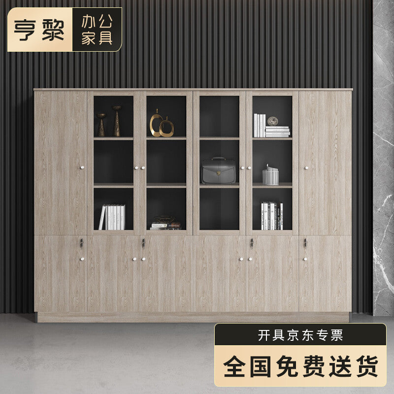 Wooden file cabinet storage cabinet floor standing tall cabinet office document cabinet financial lockable filing cabinet two doors