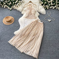 French riviera style halter top & backless two-piece set - women's summer high-waisted pleated skirt slimming chic fashion outfit