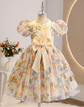 European and american style girls' princess dress - new cross-border export dress with bow, cute, fashionable, and printed women's dress