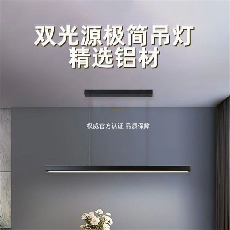 Modern minimalist integrated linear dining table/bar counter pendant light - eye-caring fixture for office, restaurant, and dining room