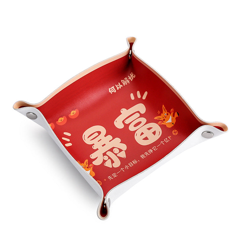 Guochao desktop bedroom storage box entrance living room cartoon multi-functional key cosmetic storage tray coffee table ornament