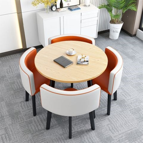 Collapsible dining table for home, small apartment, apartment, restaurant, shopfront negotiation table and chair set, reception round table
