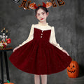 Halloween girls' dress, little girl's autumn/winter princess dress, kids' skirt, birthday chic red piano performance dress