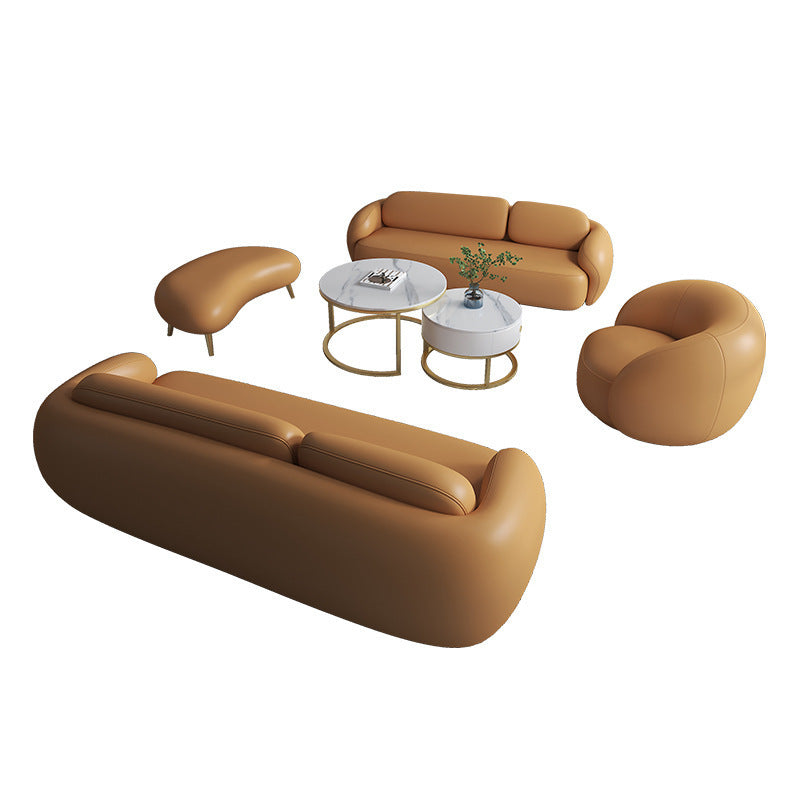 New arrival creative leather sofa combination coffee table yuanbao bread sofa business club reception negotiation sofa