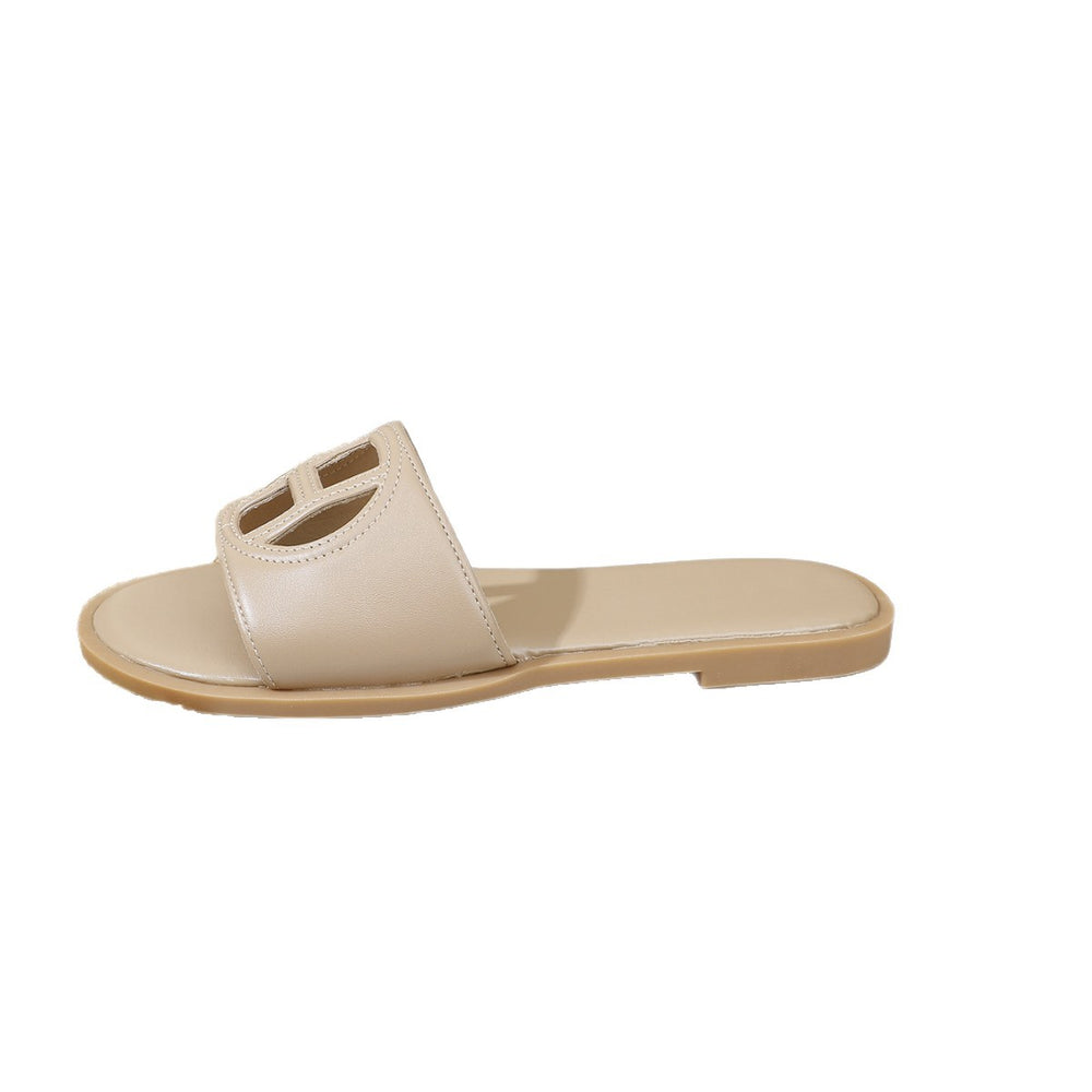 2026 women's summer fashion versatile sandals - ladies' outdoor slippers with hot-pressed electric embroidery and flat soles (for export)