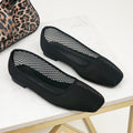 Women's breathable black mesh square toe flats - lightweight low heel casual shoes - comfortable footwear wholesale