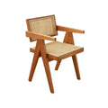 Nordic chandigarh rattan chair solid wood dining chair for home restaurant dining table chair stool armrest back chair rattan chair