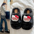 Women's fuzzy slippers - new autumn/winter collection: thick-soled, cute cartoon eyeglass kt cotton slippers, women's flip-flops