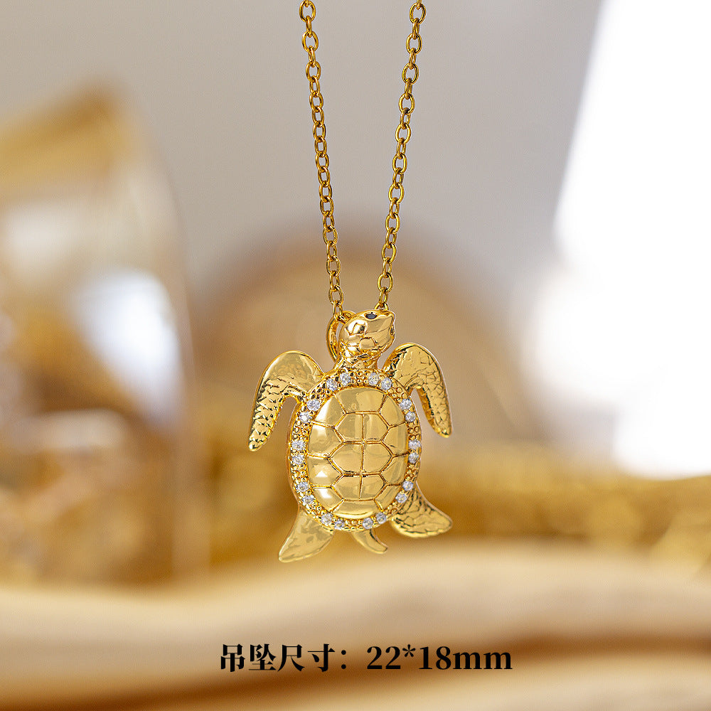 [titanium steel] cross-border popular copper micro-embedded necklace for women, stainless steel gold-plated electroplated high-end exquisite clavicle chain jewelry
