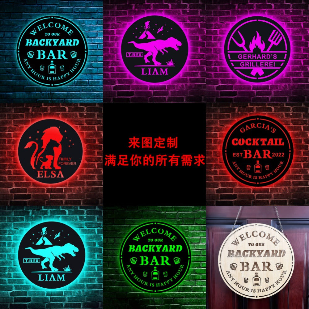 Personalized letter lighting USB colorful wooden letter light shop standard wine bar creative decoration atmosphere light pendant
