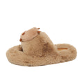 Korean style cartoon cute capybara fuzzy slippers women's autumn/winter new thick sole comfortable one-strap capybara cotton slippers