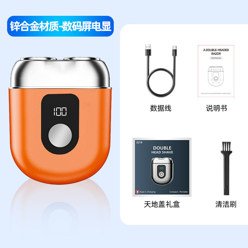 New zinc alloy dual-head electric shaver with digital display, magnetic blade head, men's electric razor, quick charge, home beard trimmer