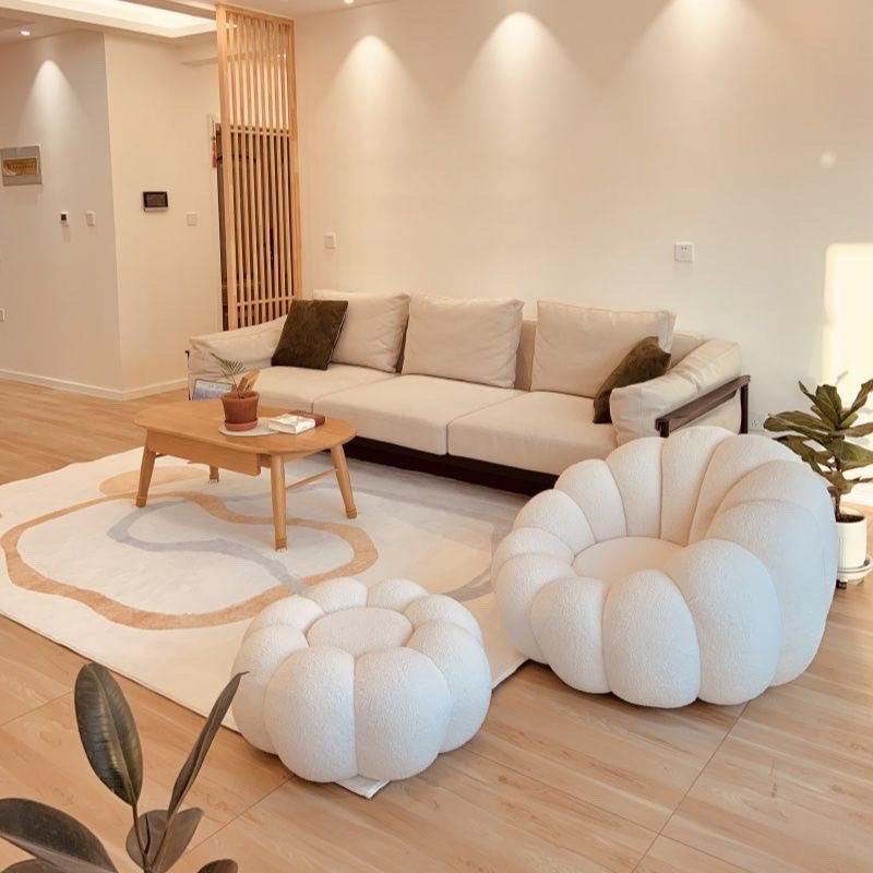 Vacuum compressed pumpkin lazy sofa - reclining & sleepable single sofa - cream style for bedroom, living room, or balcony