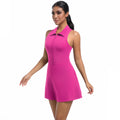 New women's cross-border slim-fit high-waisted turn-down collar activewear dress set for running, golf, tennis, and yoga