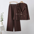 new european and american fashionable and elegant herringbone jacquard knitted export two-piece knit set dress