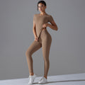 New solid color double-sided brushed fleece high-stretch breathable yoga set - women's running, fitness, and workout yoga outfit