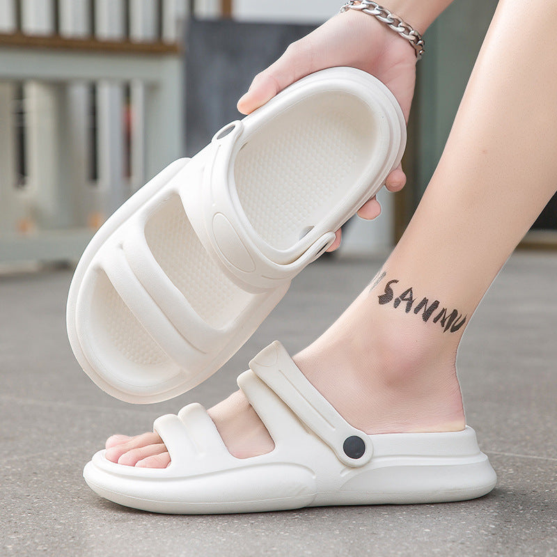 Summer men's fashion trend outdoor wearing slippers women's  large-size couple sandals men's household one-word drags men
