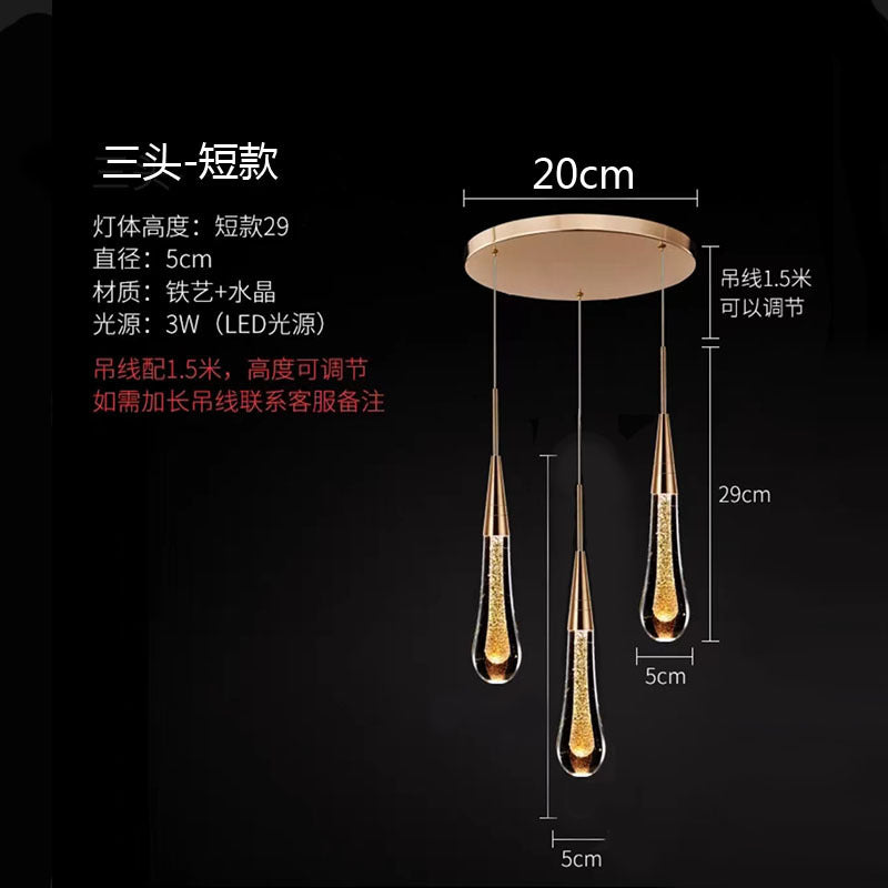 Hotel room luxury teardrop crystal pendant light - starlight shattered light acrylic - perfect for b&bs, bedrooms, and dining rooms