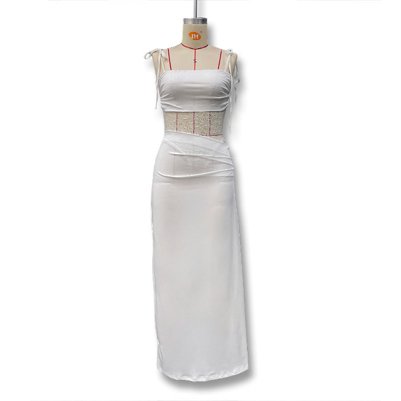 Aliexpress  spring new arrivals: european and american style sexy lace patchwork hollow-out see-through camisole dress