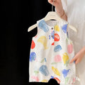 Summer lightweight baby romper, sleeveless bodysuit, cartoon summer outfit, cartoon overalls