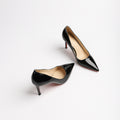 Yx sexy patent leather black red sole shoes - work commute pointed toe stiletto heels - elegant high heels - nude single shoes for women