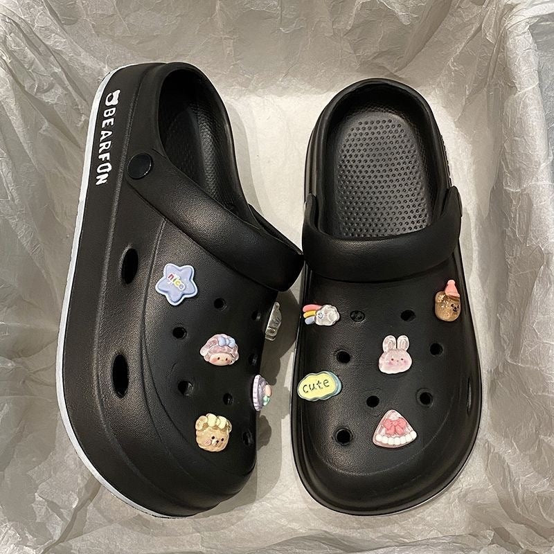 2024 new eva clogs summer women's outdoor thick-soled beach sandals "stomping on shit" comfort non-slip girls' slippers wholesale