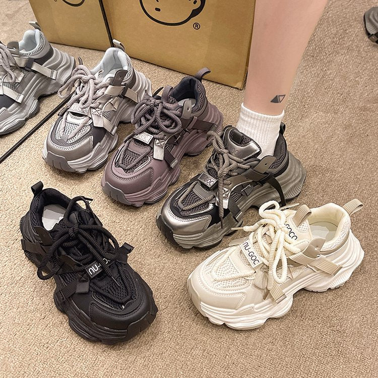 Mesh dad shoes women's thick soleplatform shoes 2026 spring & fall new arrivaleasiest for matchbest sellingpetitesheight-increasing dad shoes women