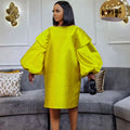 D3075  autumn plus size fashion women's loose puff sleeve european and american african mom dress cross-border dress
