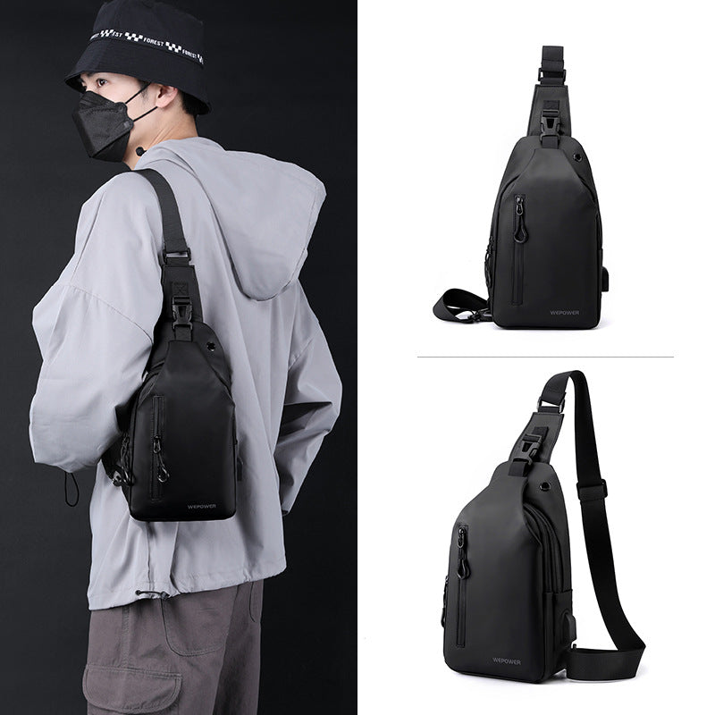Cross-border new men's breast bag casual large-capacity shoulder messenger bag Korean version locomotive bag anti-splashing trend backpack
