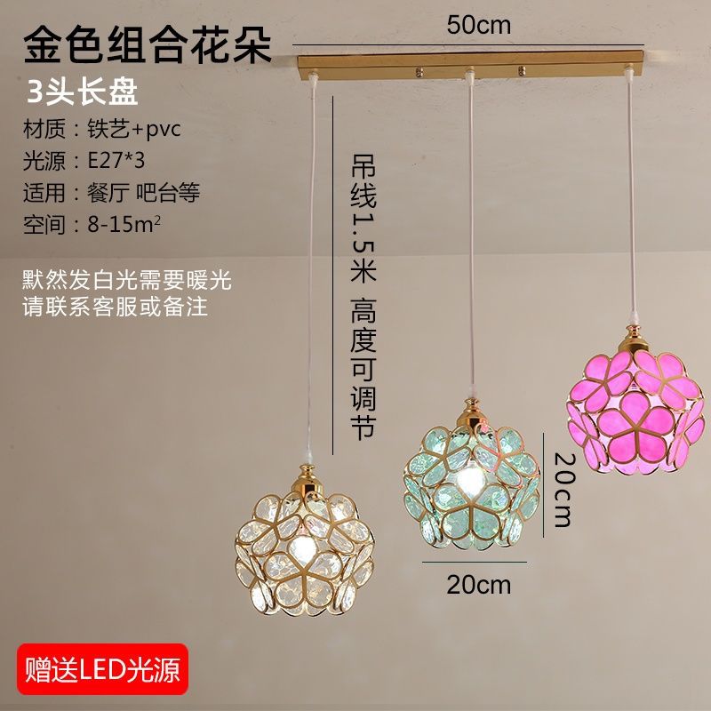 Accessible luxury restaurant chandelier three-head modern casual bar art dining table small chandelier scandinavian creative popular crystal lamp