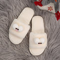 Cartoon cotton slippers for women, autumn and winter outerwear, 2024 new style, flat bottom glasses, large size fleece-linedheattech fur slippers for women