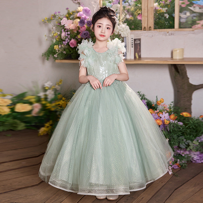 Girls' high-end formal dresses: mesh flower girl dresses, wedding dresses, hostess dresses, children's day performance costumes, birthday princess dresses - in stock & wholesale