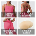 Pink hip lifting one-piece yoga wear wide leg flare jumpsuit women's cross back sports jumpsuit  new style
