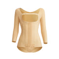 10-bone strong mid-sleeve body shaping garment for waist and abdomen liposuction surgery for women, first-stage waist and back liposuction shaping garment, elastic sleeve body sculpting