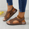 Fashionexportthick solecolorblock roman sandals women's cross-border platform sole velcro open toe beach sandals
