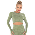 In stock! new european and american style sexy fitness wear for women, tight-fitting, quick-drying, washed athletic running long-sleeve top, yoga outfit