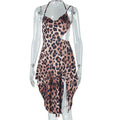 European and american style fashion new arrival bodycon dress irregular design leopard print slip dress pullover dress