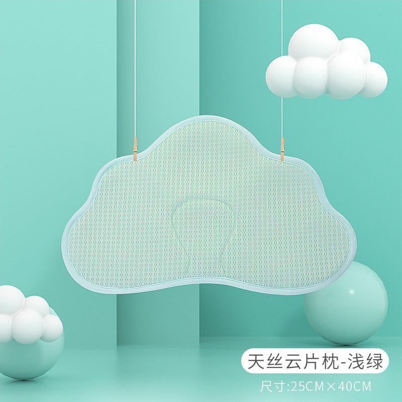 Newborn baby pillow - cloud-shaped pillow for infants - breathable & cool summer pillowcase - baby cloud pillow with sweat-absorbing ice silk fabric