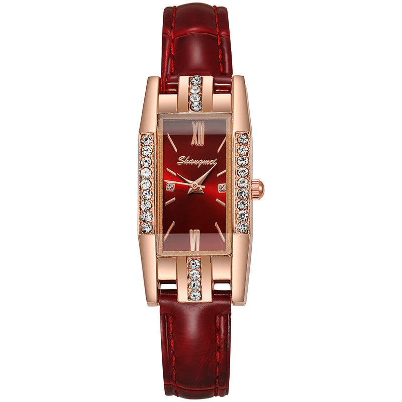 Douyin small green watch popular live broadcast traffic diamond small square women's watch women's watch fashion watch large dial