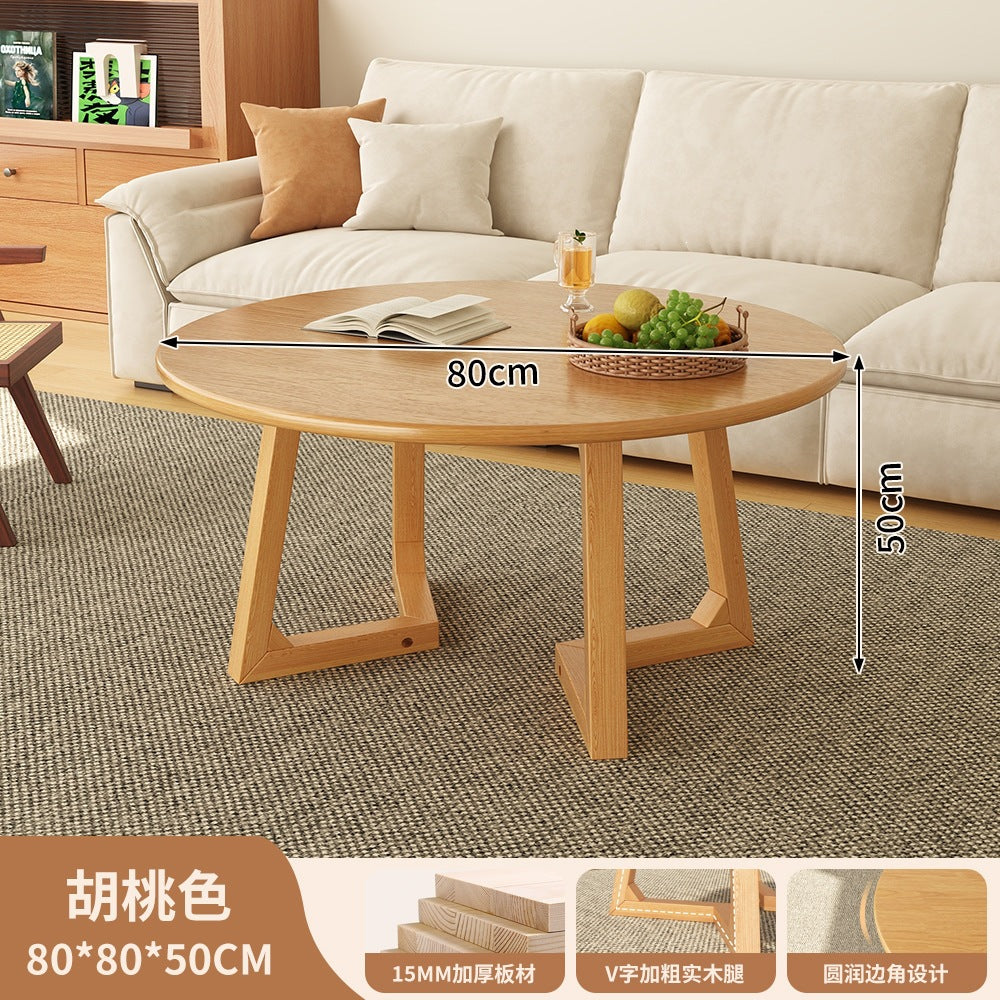 Japanese style solid wood living room coffee table small apartment insfor home log style round side table casual dining tea table