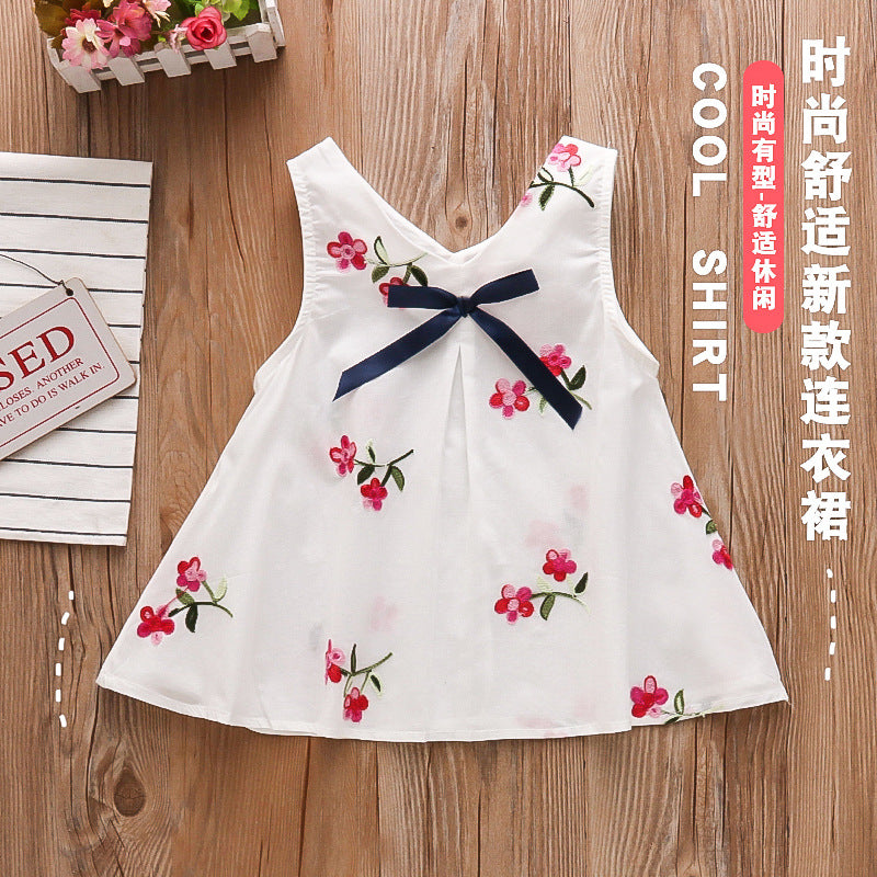 Summer new arrivals: infant and toddler dresses (6-9-12 months) - embroidered sleeveless dress for 1-year-old baby girls, skirt set for 2-3 year olds