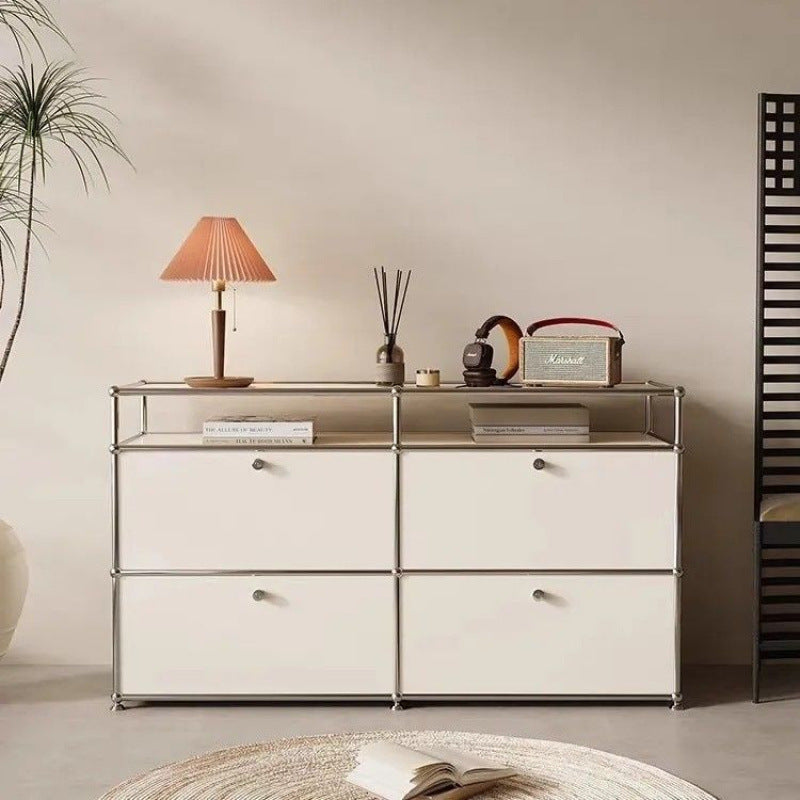 Stainless steel medieval bedside table USM bedroom modern simple shelf ins module storage TV side cabinet complete