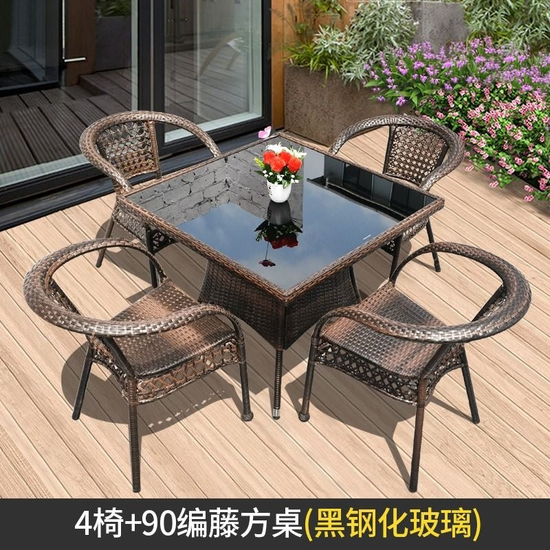 Three-piece rattan chair set casual tea table courtyard rattan outdoor table and chairs balcony tea table and chairs balcony casual table and chairs