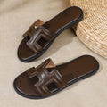 Summer fashion flat women's sandals export plus size women's slippers hot pressed electric embroidered low heel shoes round toe
