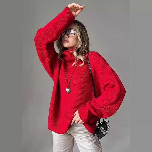 new European and American  women's clothing autumn and winter fashion long-sleeved turtleneck knitted sweater casual pullover sweater women