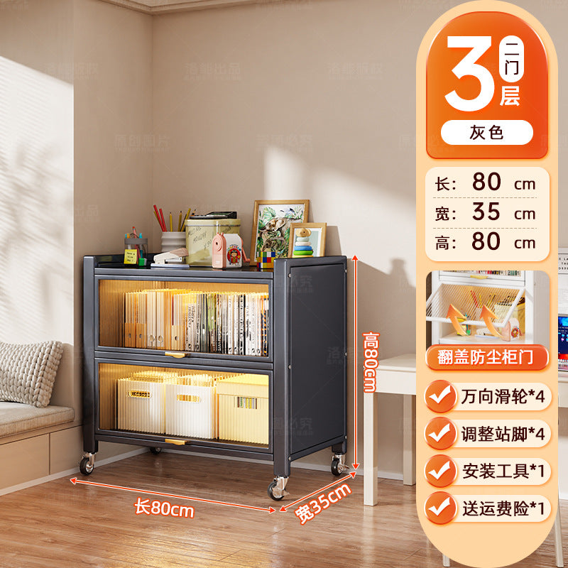 Steel dust-proof bookcase crevice bookshelf living room vertical cabinet with door locker bedroom narrow cabinet floor storage cabinet