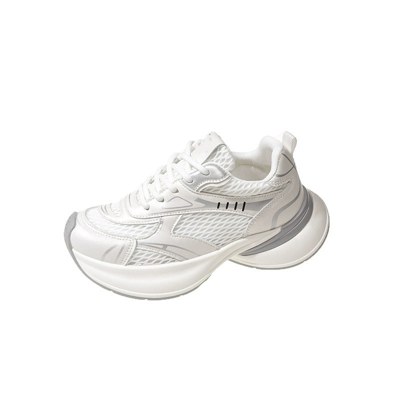 European chunky platform silver dad shoes 2025 new fashion versatile summer mesh breathable women's athletic trendy sneakers