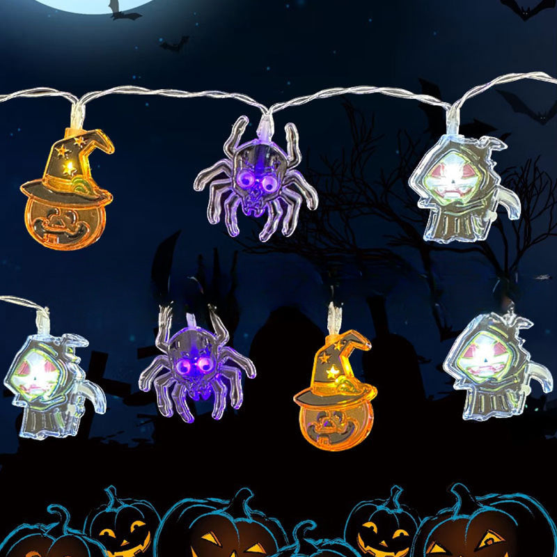 New Halloween light string skull ghost horror decorative lights ghost festival atmosphere small lights battery box pumpkin lights