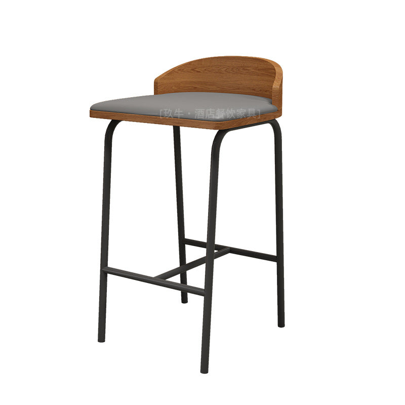 Cafe Solid wood high stool Table and chair combination Simple restaurant Convenience store Table and chair Bar Clear bar Backrest high chair