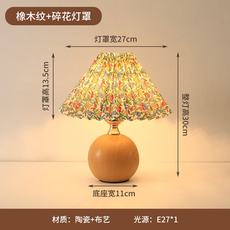 Table lamp ins wind high value pleated lamp retro Nordic girl Internet celebrity bedroom simple bedside feeding night lamp